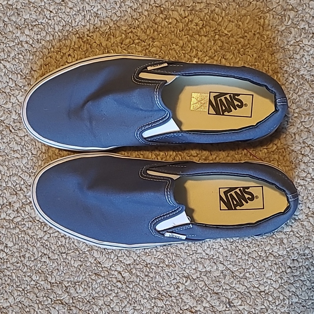 Blue Slip-on Vans like new W11/M9.5